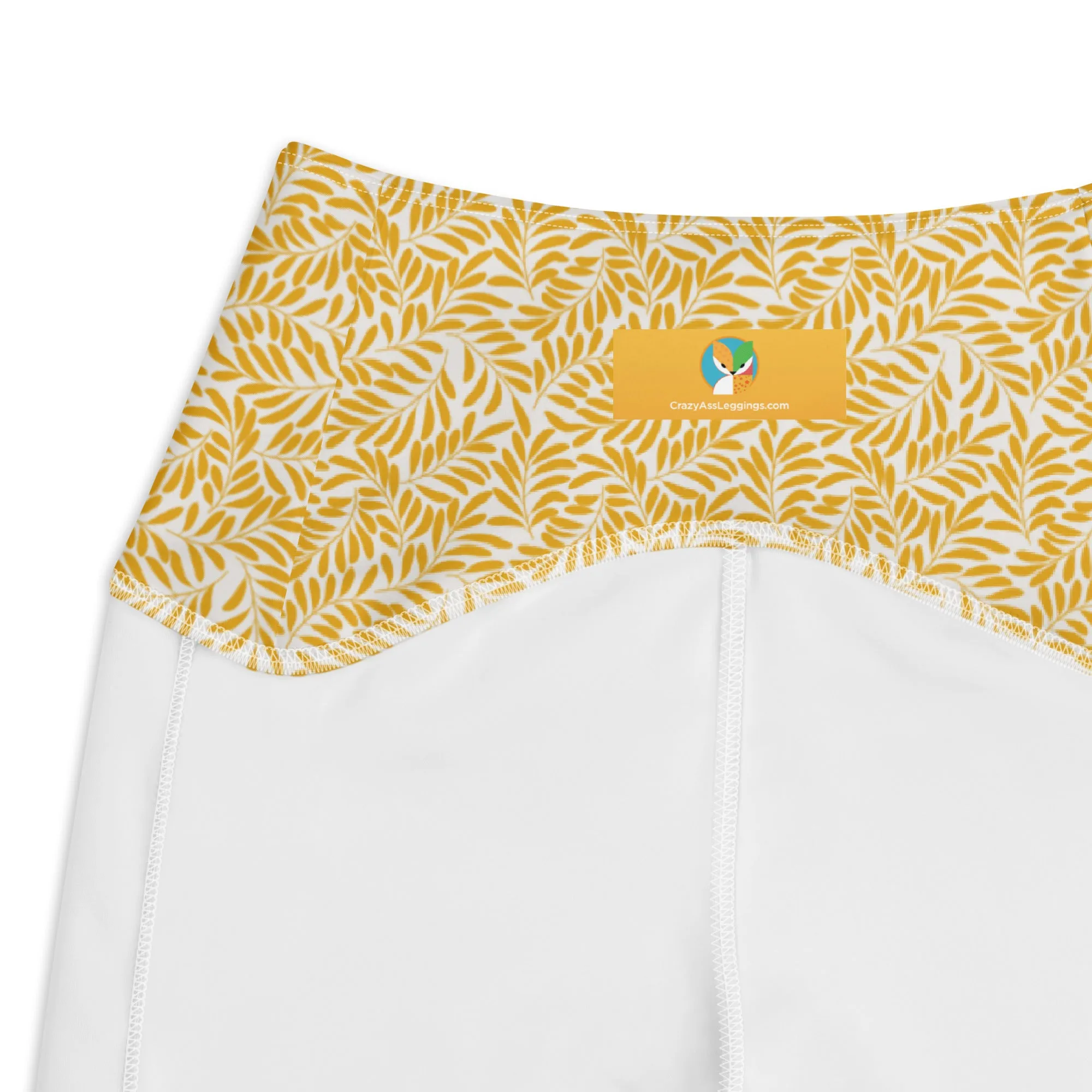 Gray and Gold Leaves Leggings with pockets