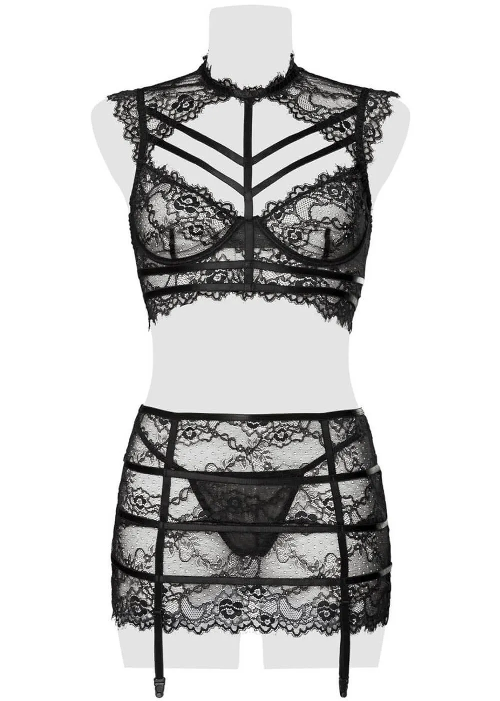 Gray Velvet Lizzy Lace Set Black