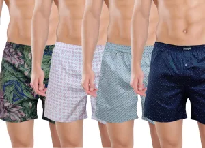 Green Pink Grey Navy Printed Funky Boxers Combo
