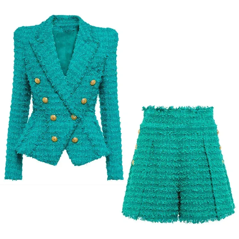 Green Woolen Blazer with Tassel