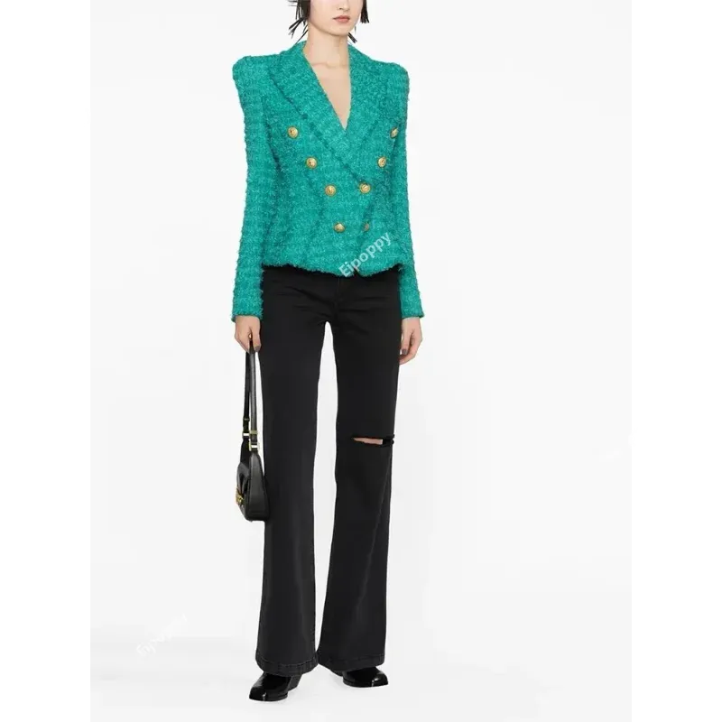 Green Woolen Blazer with Tassel