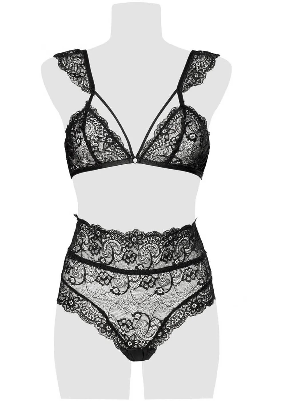 Grey Velvet Gabriella Lace Set Black