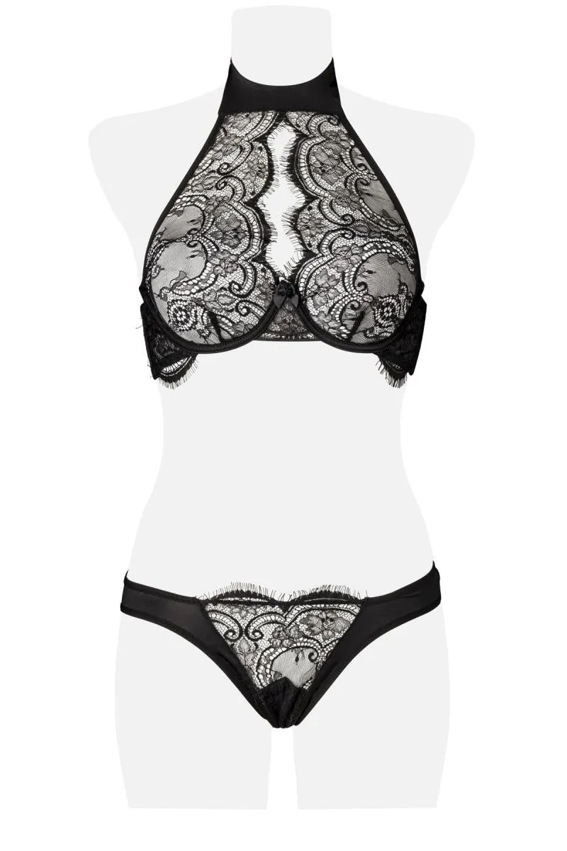 Grey Velvet Two-Part Neckholder Bra Set