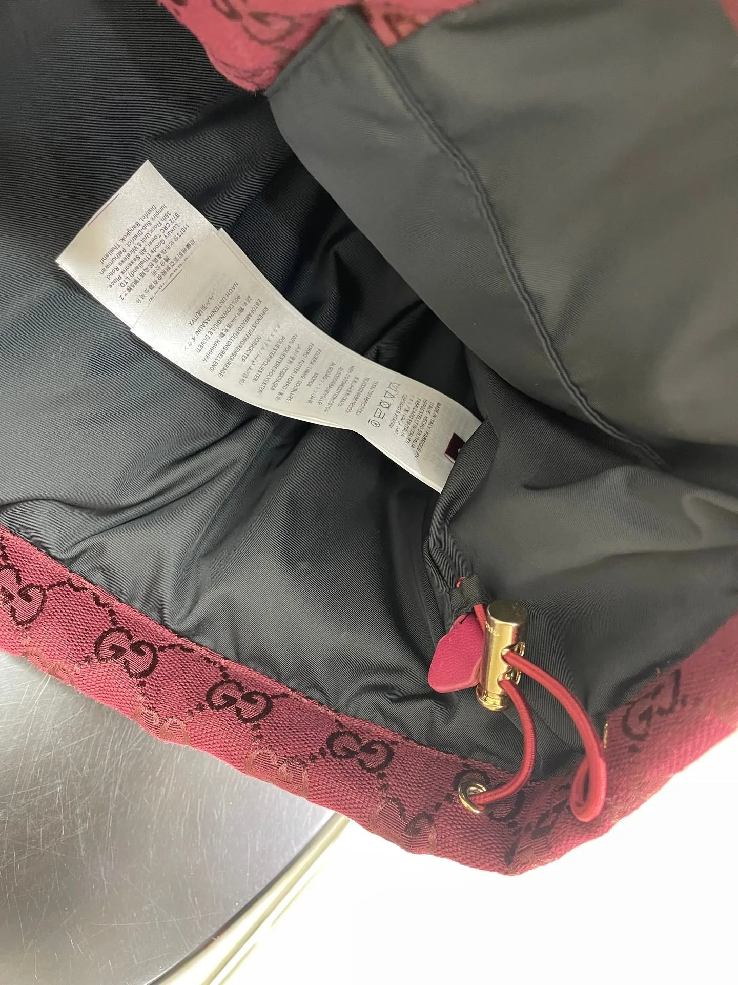 Gucci Burgundy Belted GG Puffer