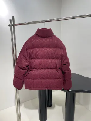 Gucci Burgundy Belted GG Puffer