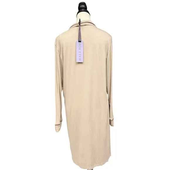 Hale Bob Beige Bamboo Button-Up Sleep Shirt - M NWT