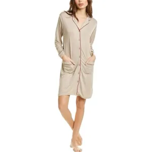 Hale Bob Beige Bamboo Button-Up Sleep Shirt - M NWT
