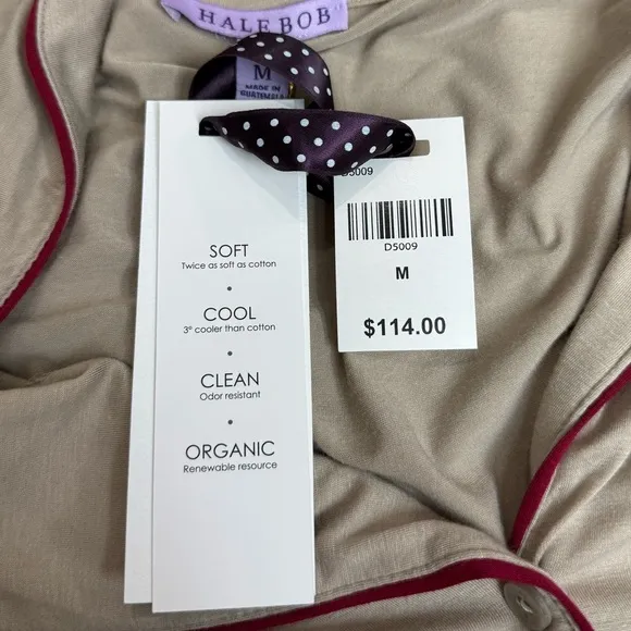 Hale Bob Beige Bamboo Button-Up Sleep Shirt - M NWT