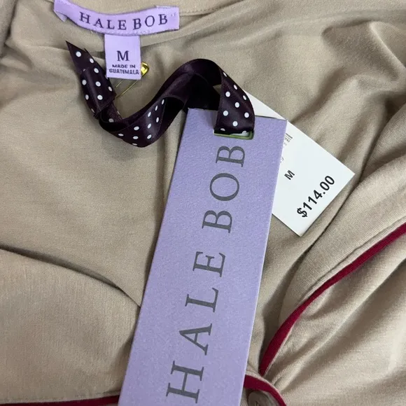 Hale Bob Beige Bamboo Button-Up Sleep Shirt - M NWT