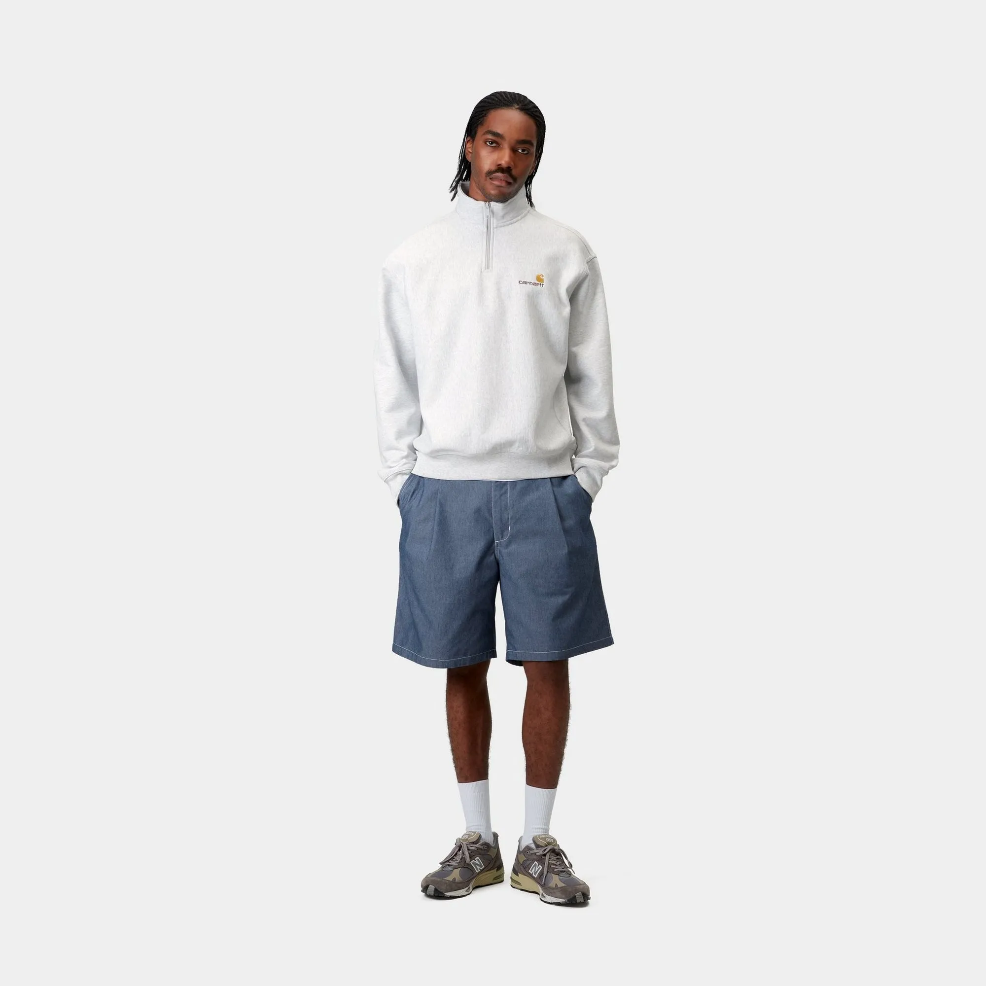 Half Zip American Script Sweatshirt | Ash Heather