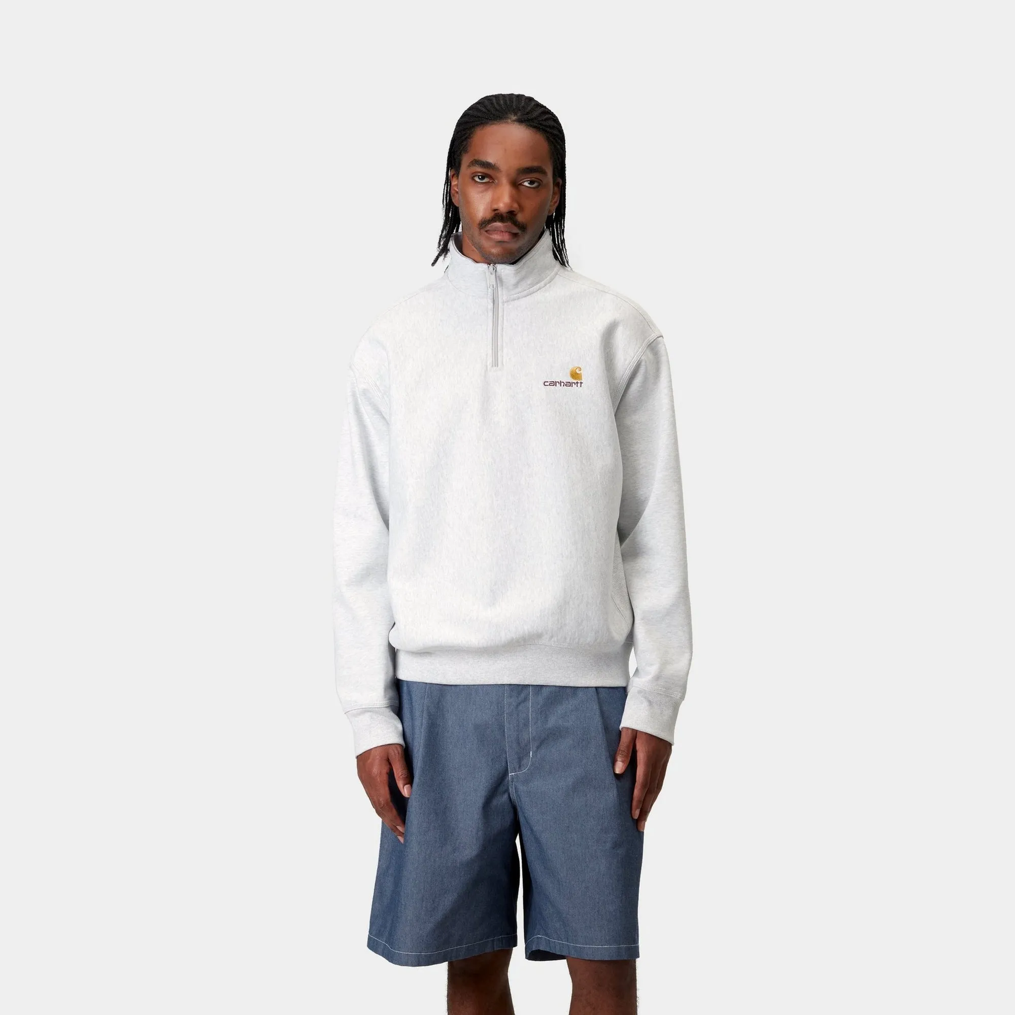 Half Zip American Script Sweatshirt | Ash Heather
