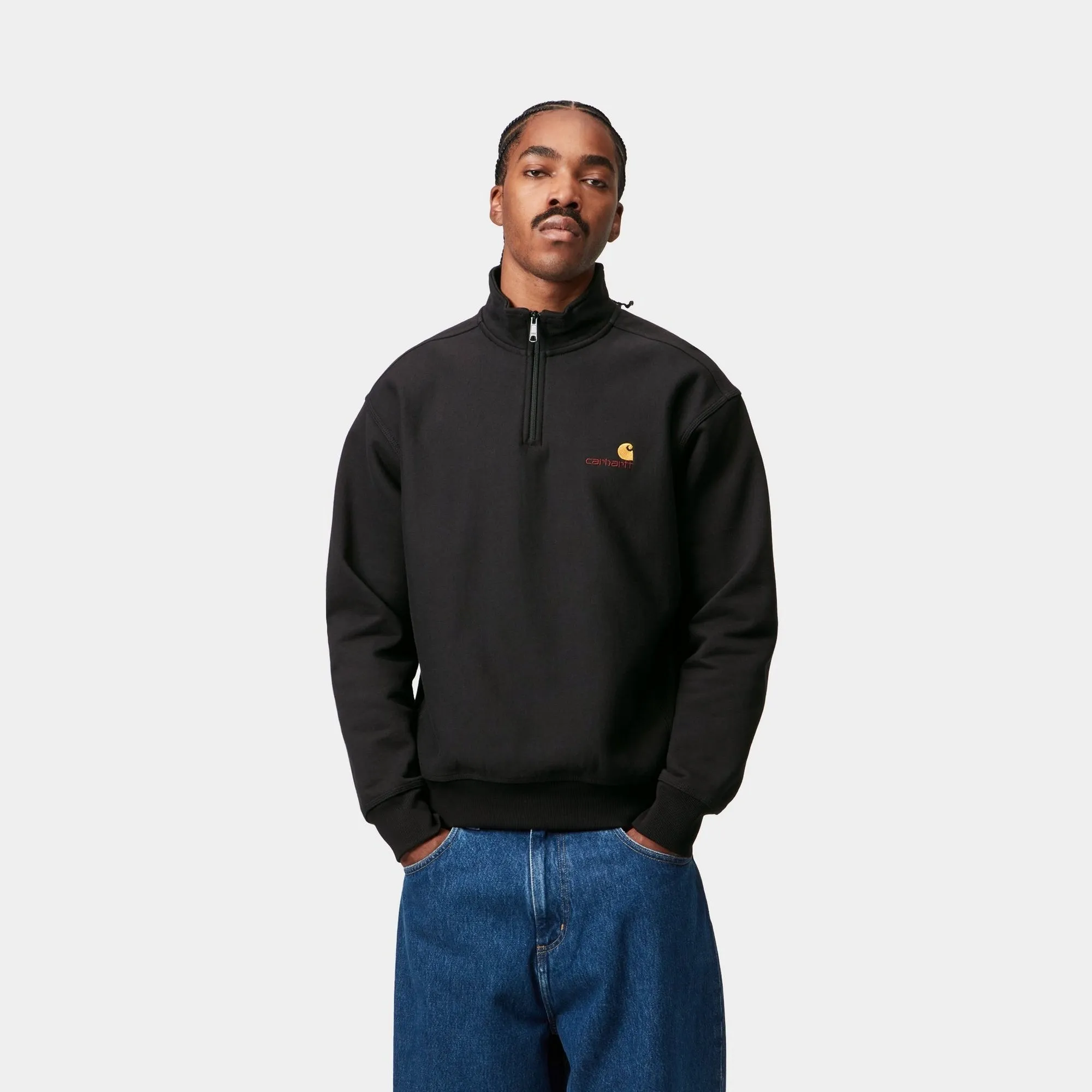 Half Zip American Script Sweatshirt | Black
