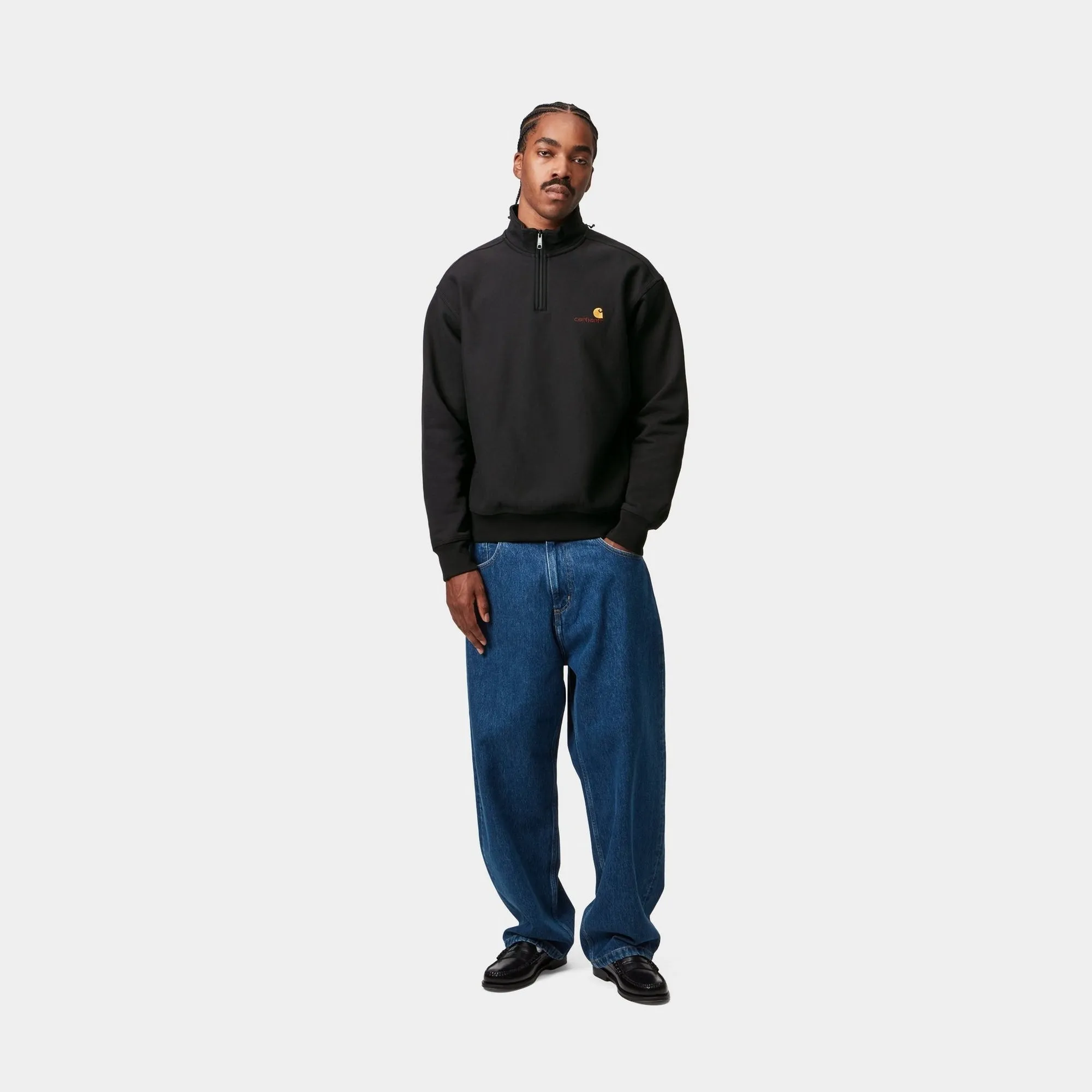 Half Zip American Script Sweatshirt | Black