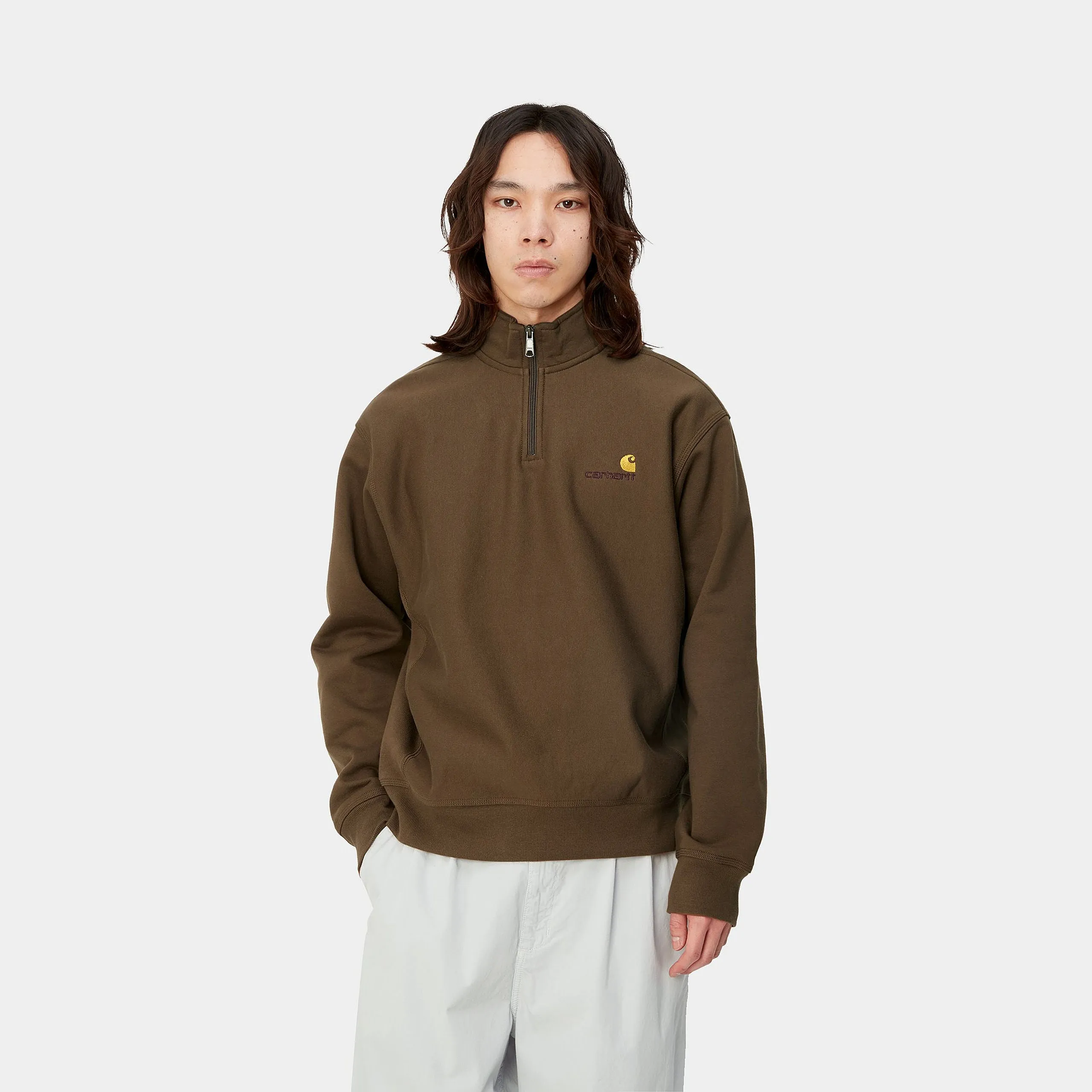 Half Zip American Script Sweatshirt - Lumber