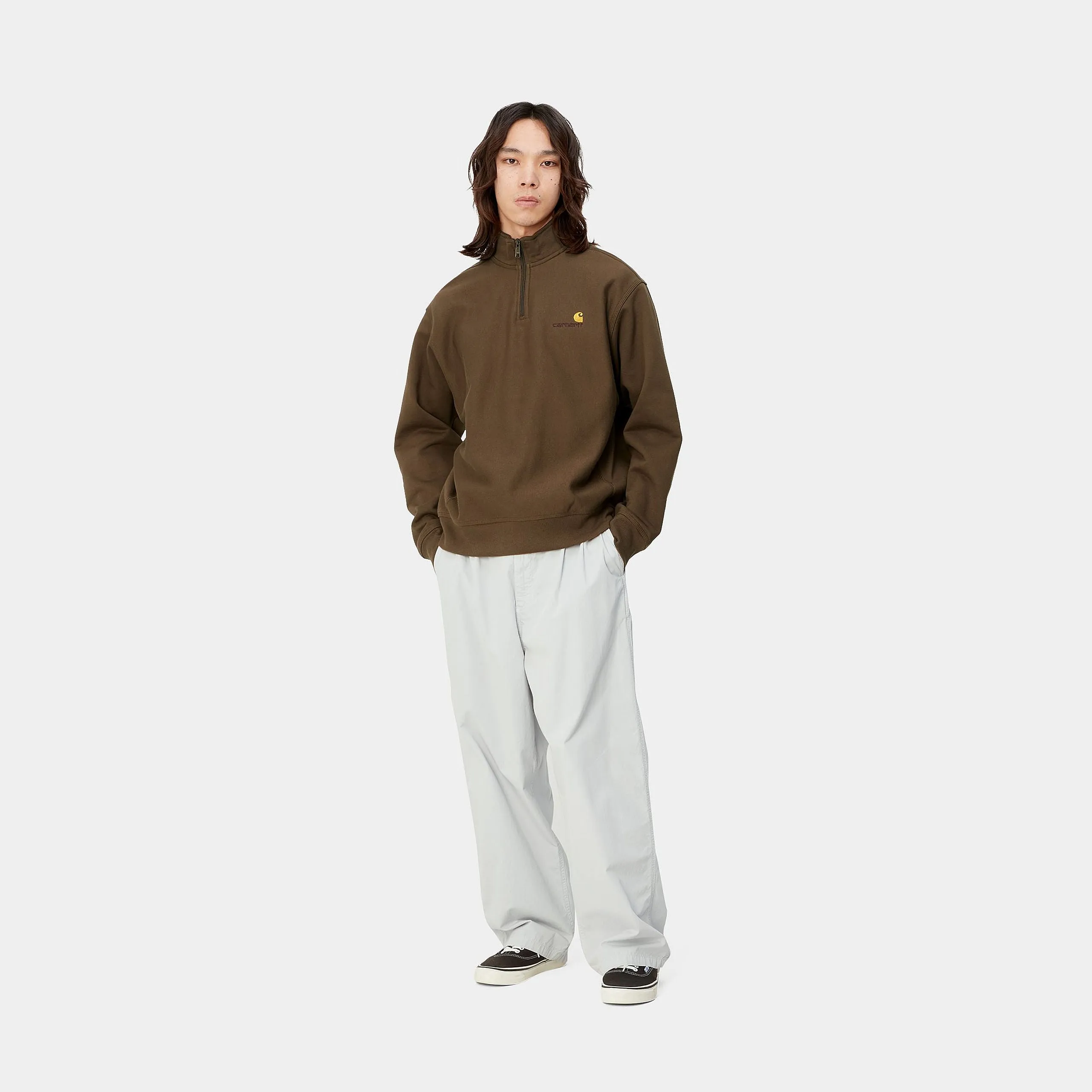 Half Zip American Script Sweatshirt - Lumber