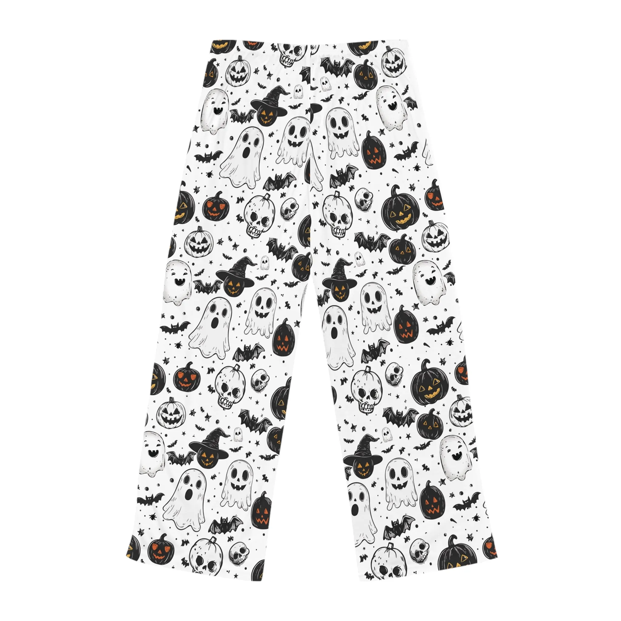 Halloween Unisex Pajama Pants with Spooky Pumpkins, Ghosts & Skulls