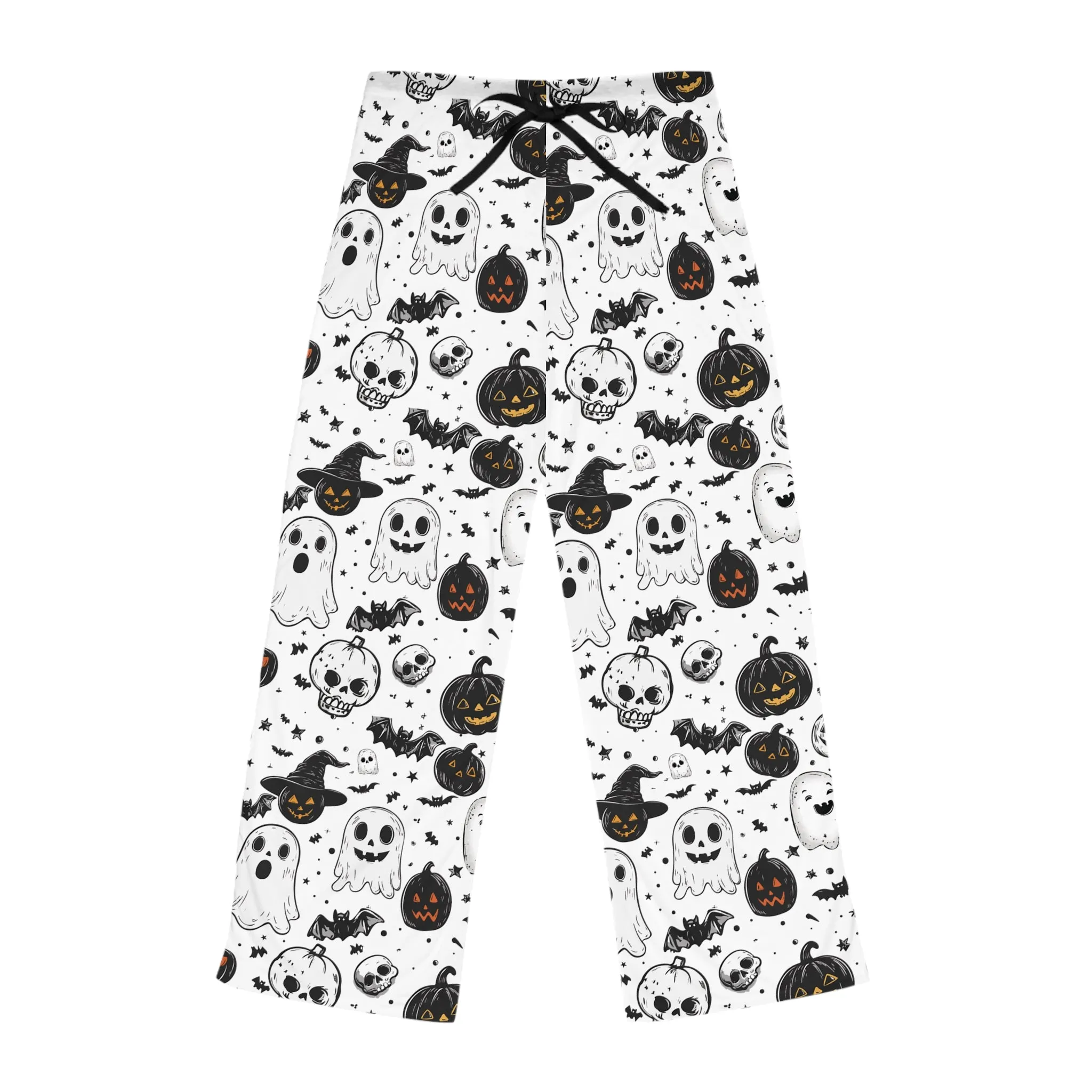 Halloween Unisex Pajama Pants with Spooky Pumpkins, Ghosts & Skulls