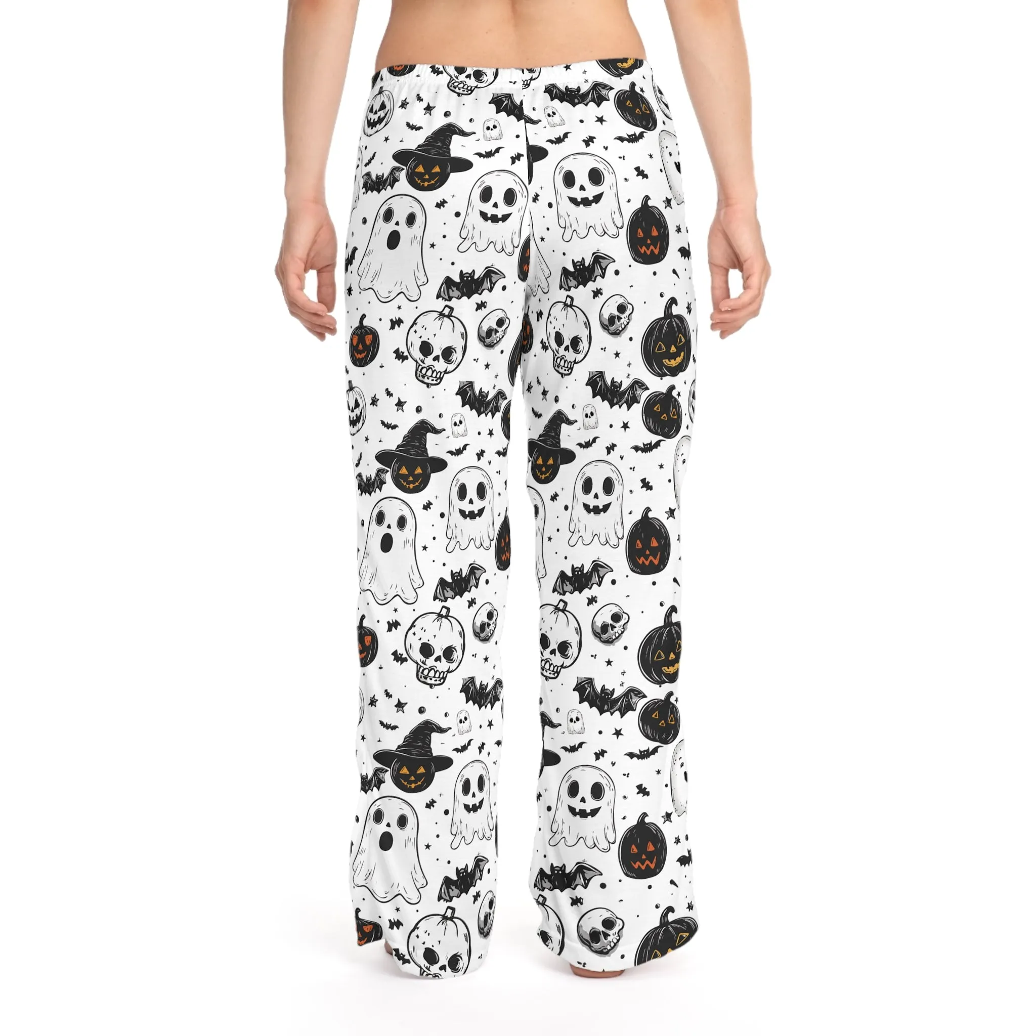 Halloween Unisex Pajama Pants with Spooky Pumpkins, Ghosts & Skulls