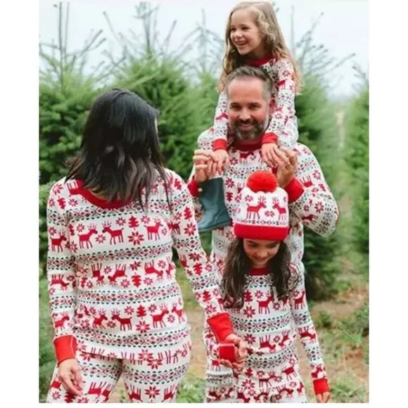 Hanna Andersson Adult Unisex Women's Holiday Print Long John Pajama PJs in Dear