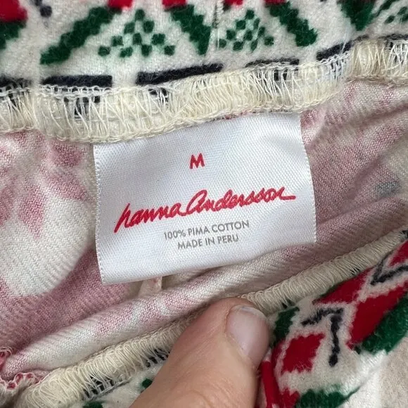 Hanna Andersson Adult Unisex Women's Holiday Print Long John Pajama PJs in Dear