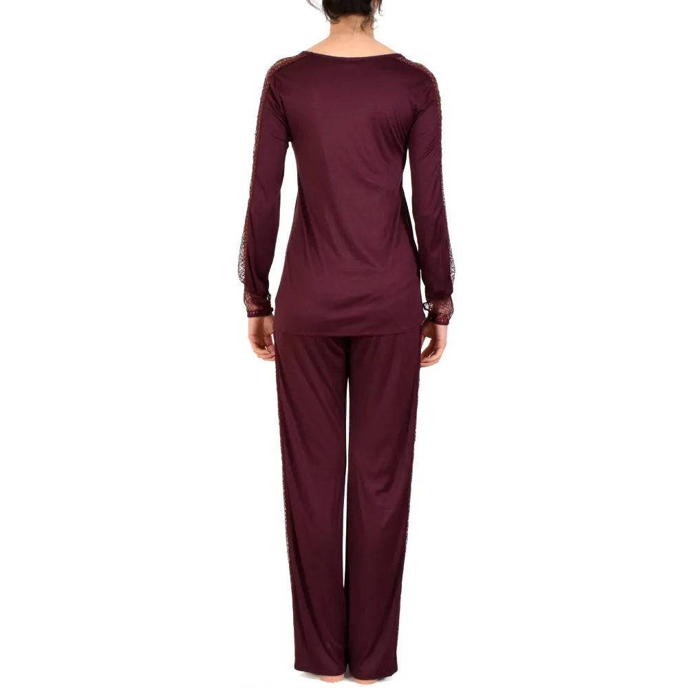 Hanro L/Slv Pajama Blacksize Large