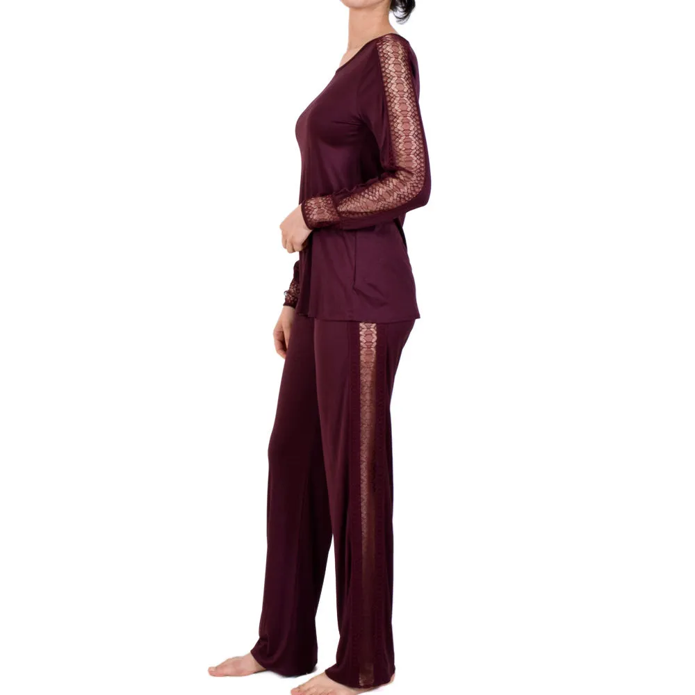 Hanro L/Slv Pajama Blacksize Large
