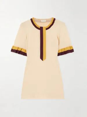 Happy Tape ruffled grosgrain-trimmed cotton-jersey T-shirt