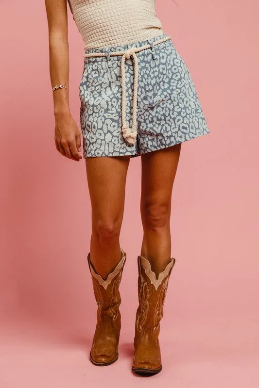 Hazel Blues® |  BiBi Rope Belt Leopard Shorts