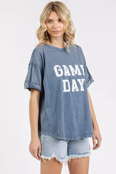 Hazel Blues® |  Mittoshop GAME DAY Round Neck Short Sleeve T-Shirt