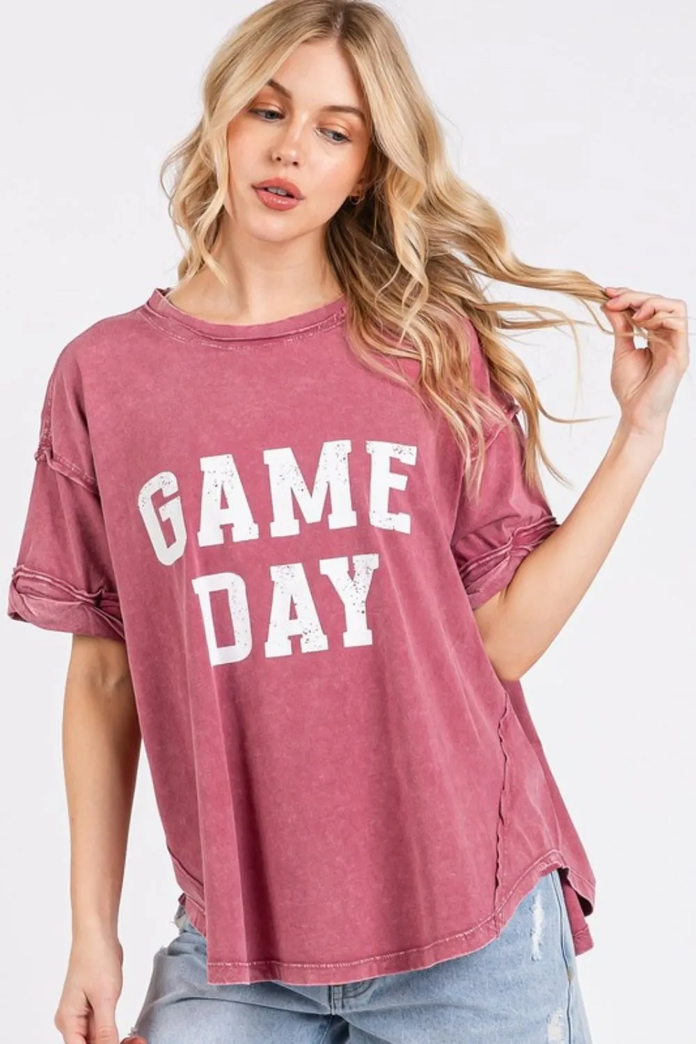 Hazel Blues® |  Mittoshop GAME DAY Round Neck Short Sleeve T-Shirt