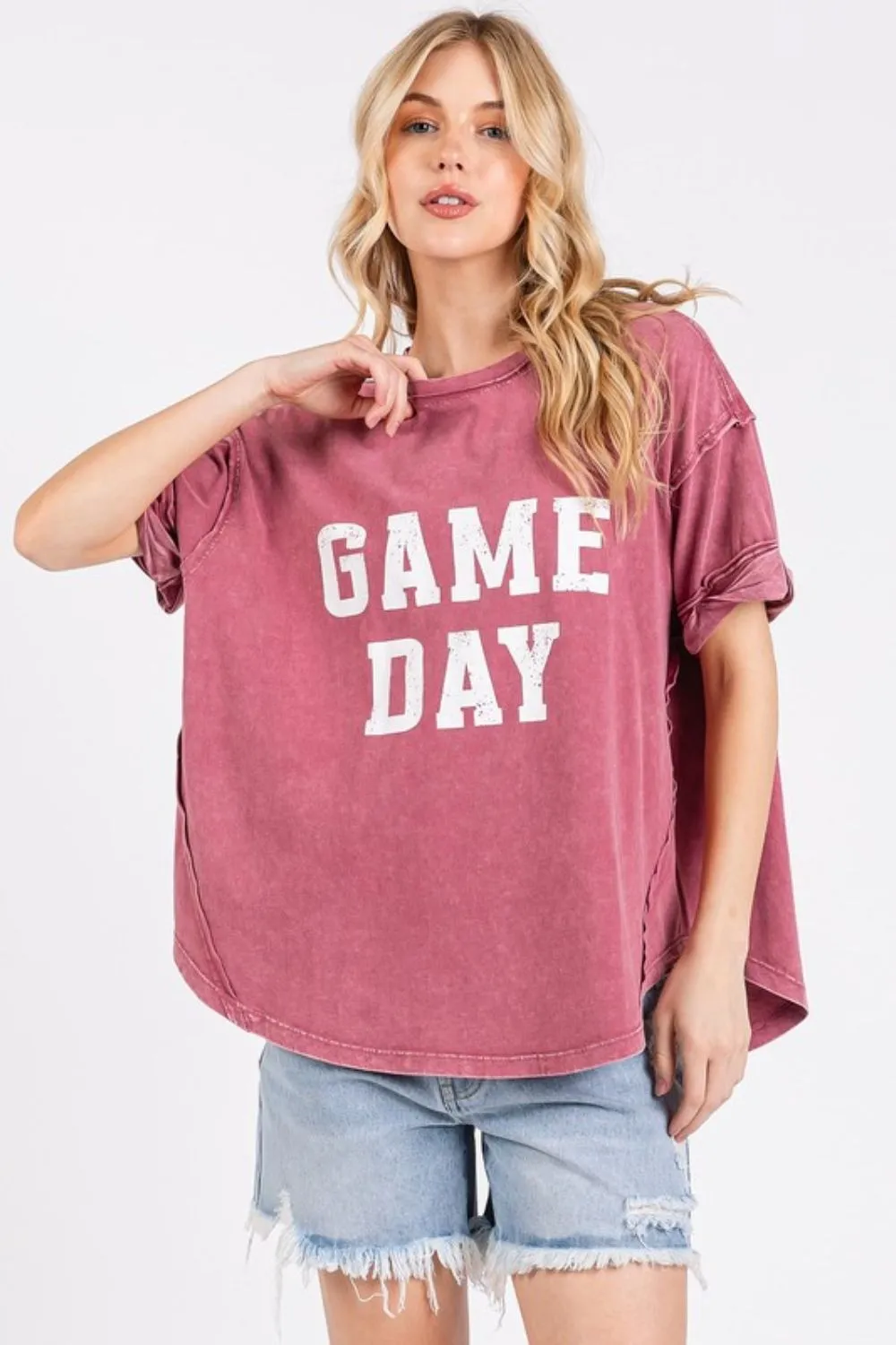 Hazel Blues® |  Mittoshop GAME DAY Round Neck Short Sleeve T-Shirt