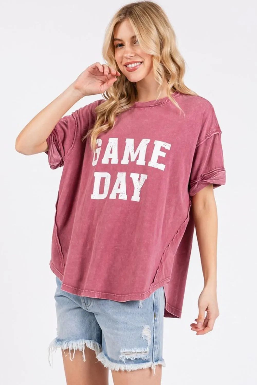 Hazel Blues® |  Mittoshop GAME DAY Round Neck Short Sleeve T-Shirt