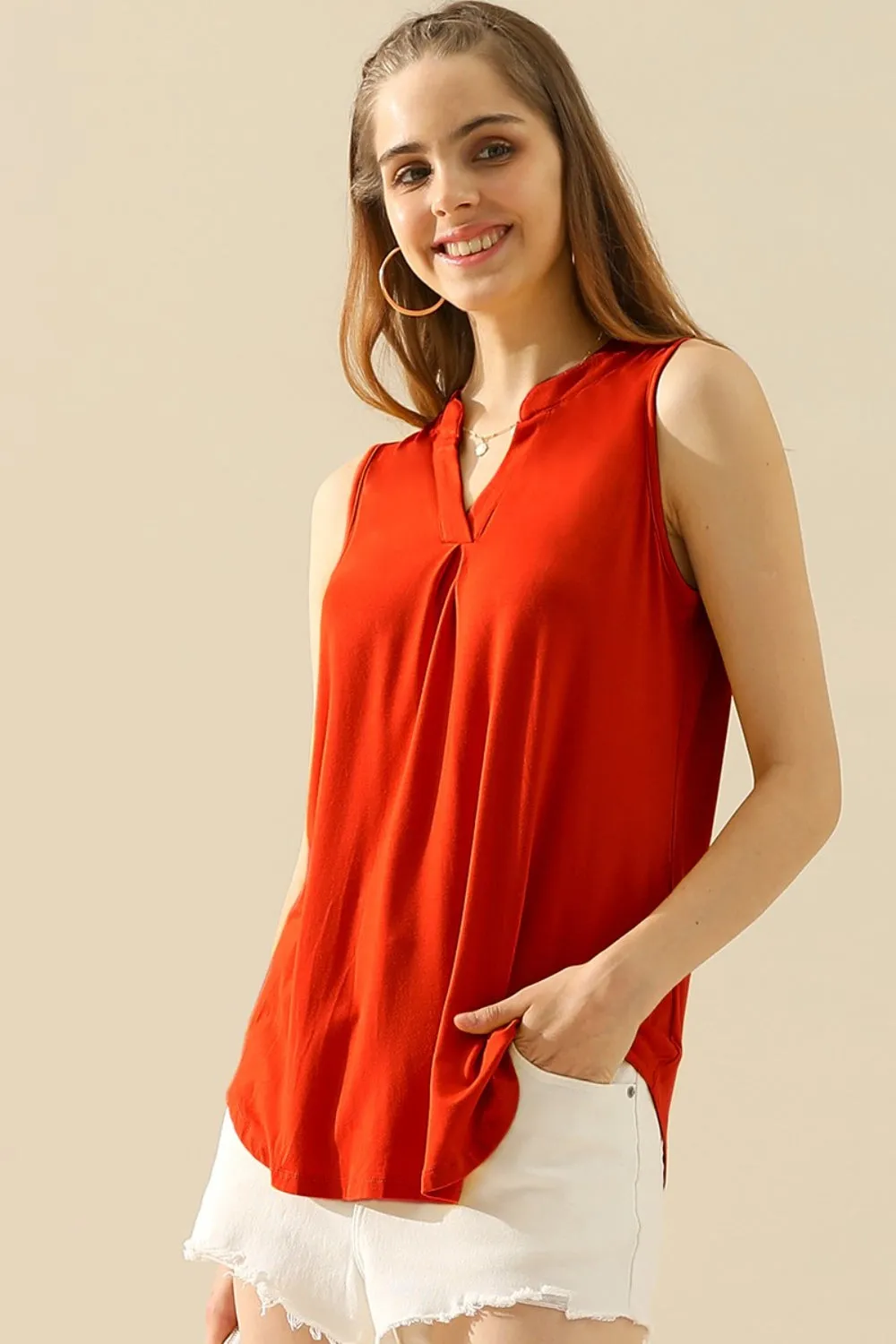 Hazel Blues® |  Ninexis Notched Sleeveless Top