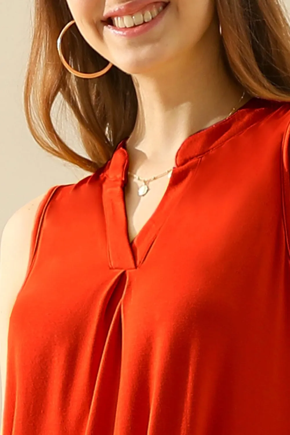 Hazel Blues® |  Ninexis Notched Sleeveless Top