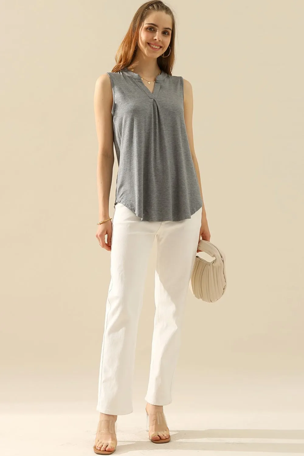 Hazel Blues® |  Ninexis Notched Sleeveless Top