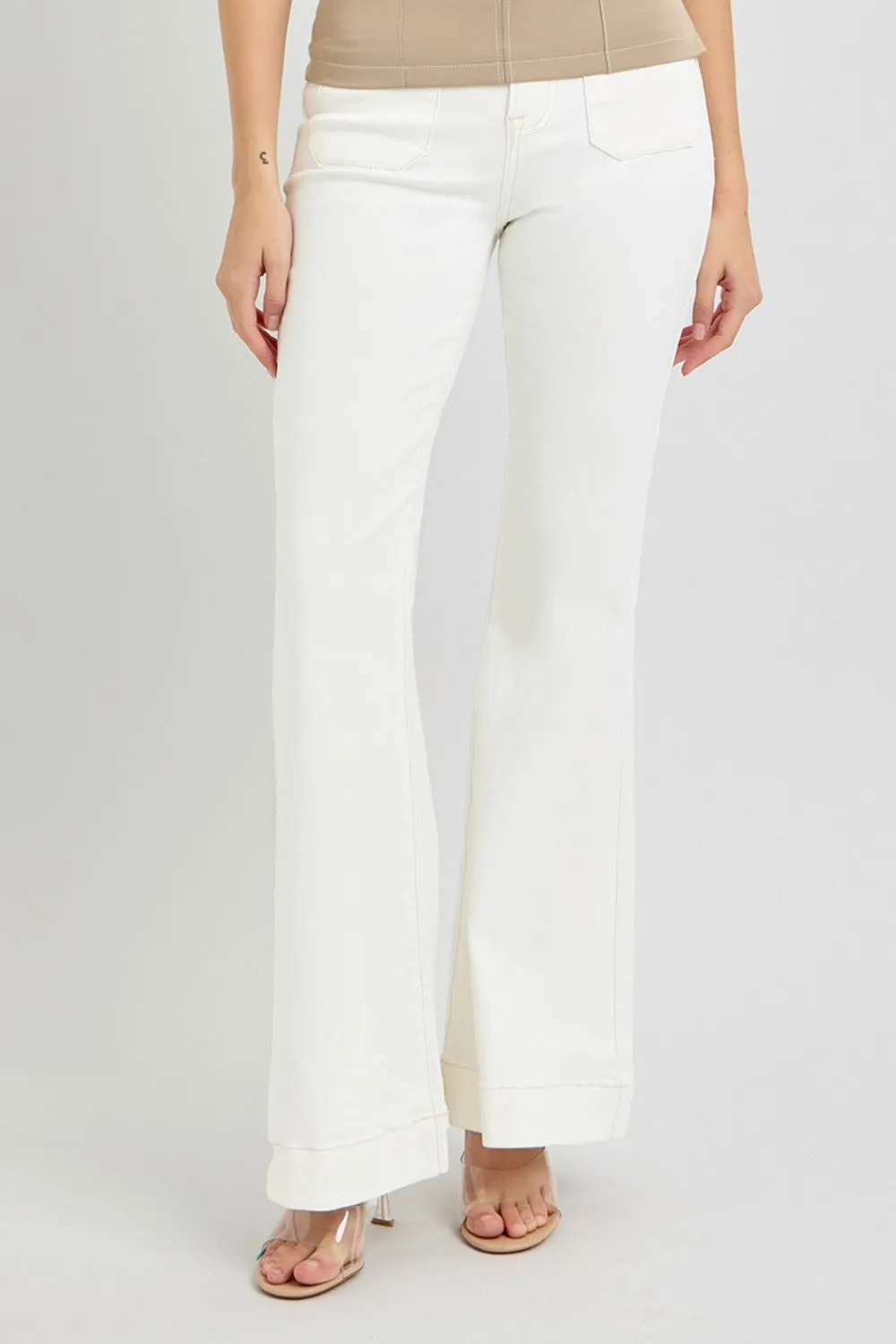 Hazel Blues® |  RISEN High Rise Front Patch Pocket Flare Jeans