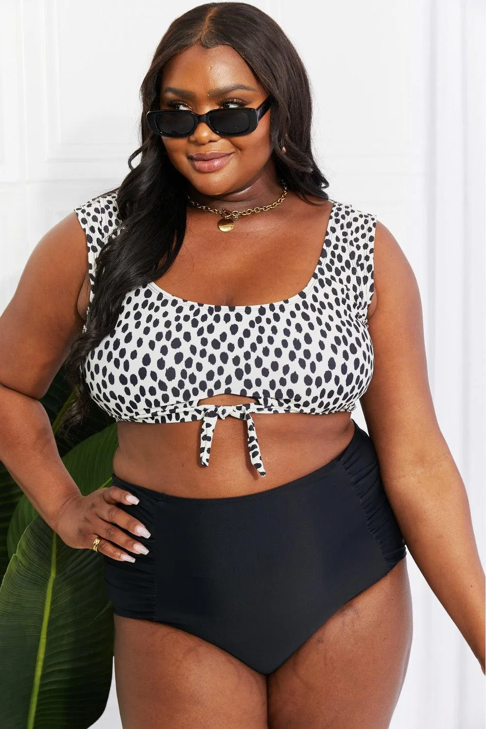 Hazel Blues® | Sanibel Crop Swim Top and Ruched Bottoms Set in Black