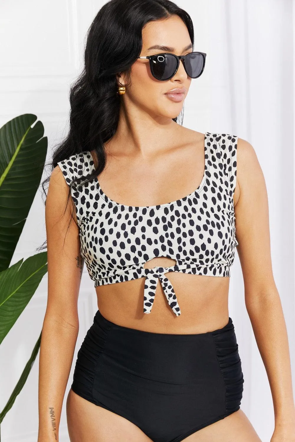 Hazel Blues® | Sanibel Crop Swim Top and Ruched Bottoms Set in Black