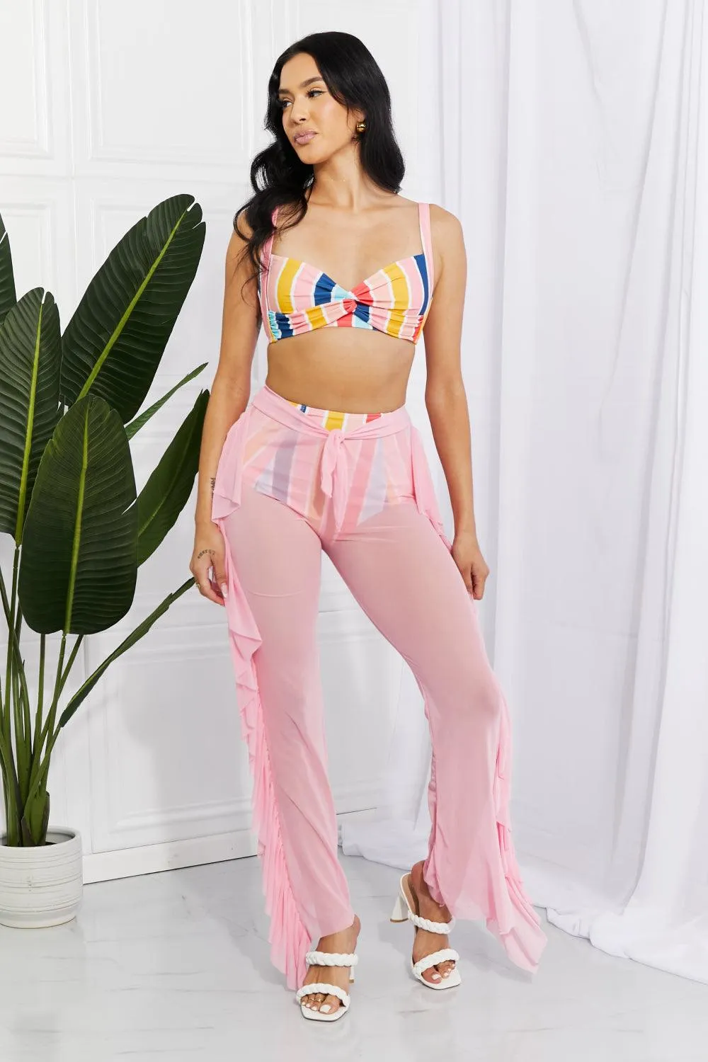 Hazel Blues® | Take Me To The Beach Mesh Ruffle Cover-Up Pants