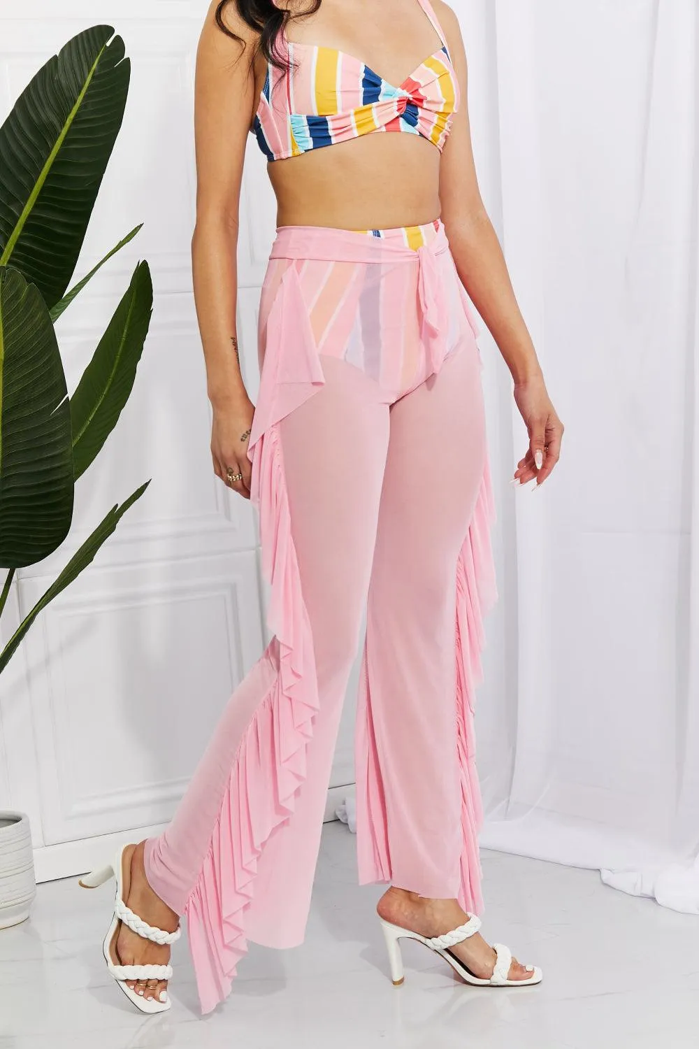 Hazel Blues® | Take Me To The Beach Mesh Ruffle Cover-Up Pants