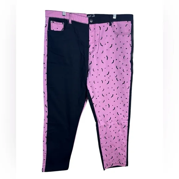 Hell Bunny Duo Bat Jeans Two-Tone Black and Pink