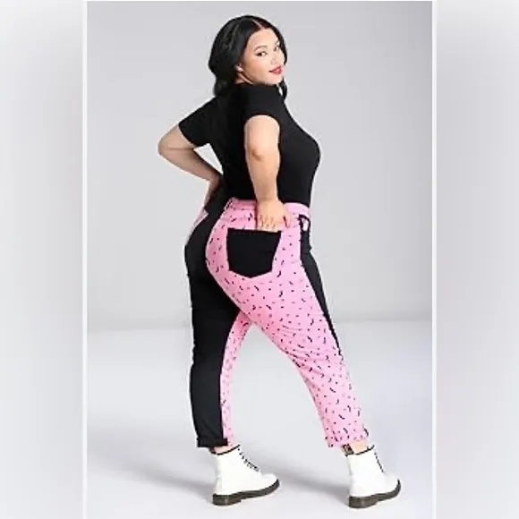 Hell Bunny Duo Bat Jeans Two-Tone Black and Pink