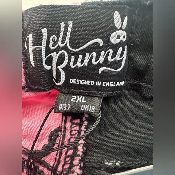 Hell Bunny Duo Bat Jeans Two-Tone Black and Pink