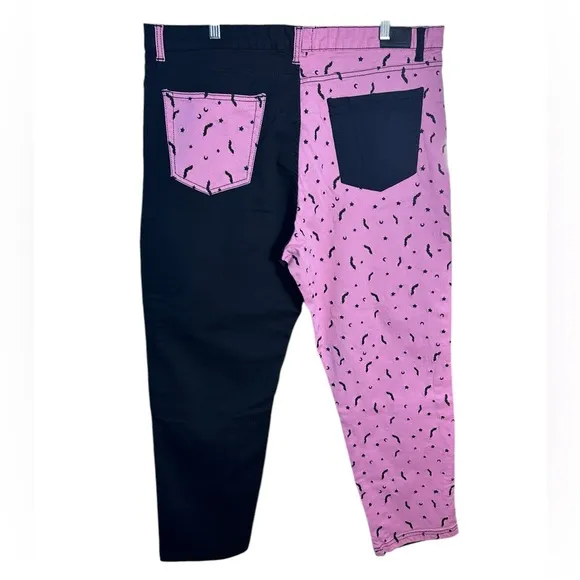 Hell Bunny Duo Bat Jeans Two-Tone Black and Pink