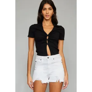 High Rise White Jean Shorts