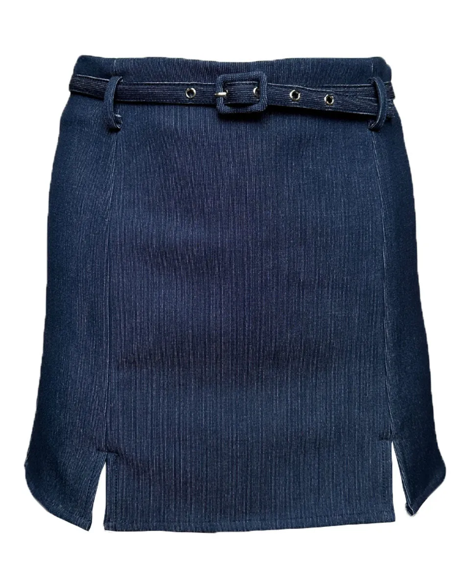 High Waist Split Thigh Belted Mini Skort