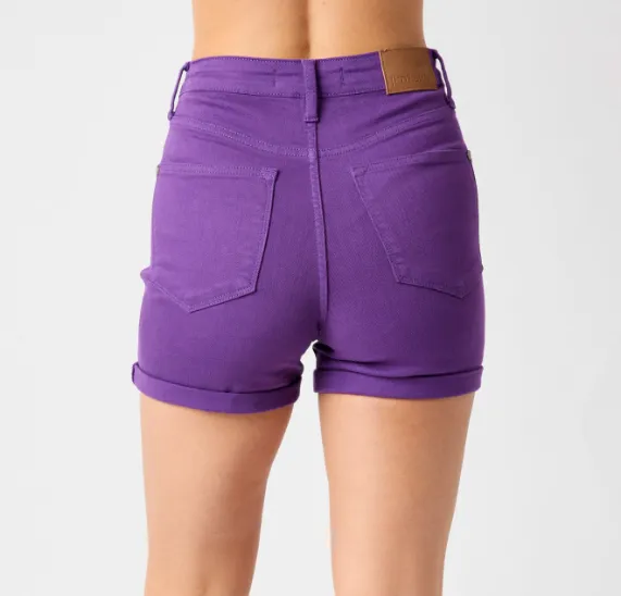 High Waist Tummy Control Garment Dyed Shorts