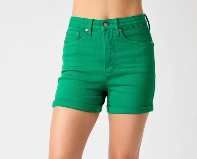 High Waist Tummy Control Garment Dyed Shorts