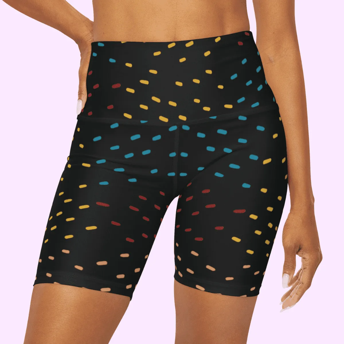 High Waisted Yoga Shorts Colored Specs