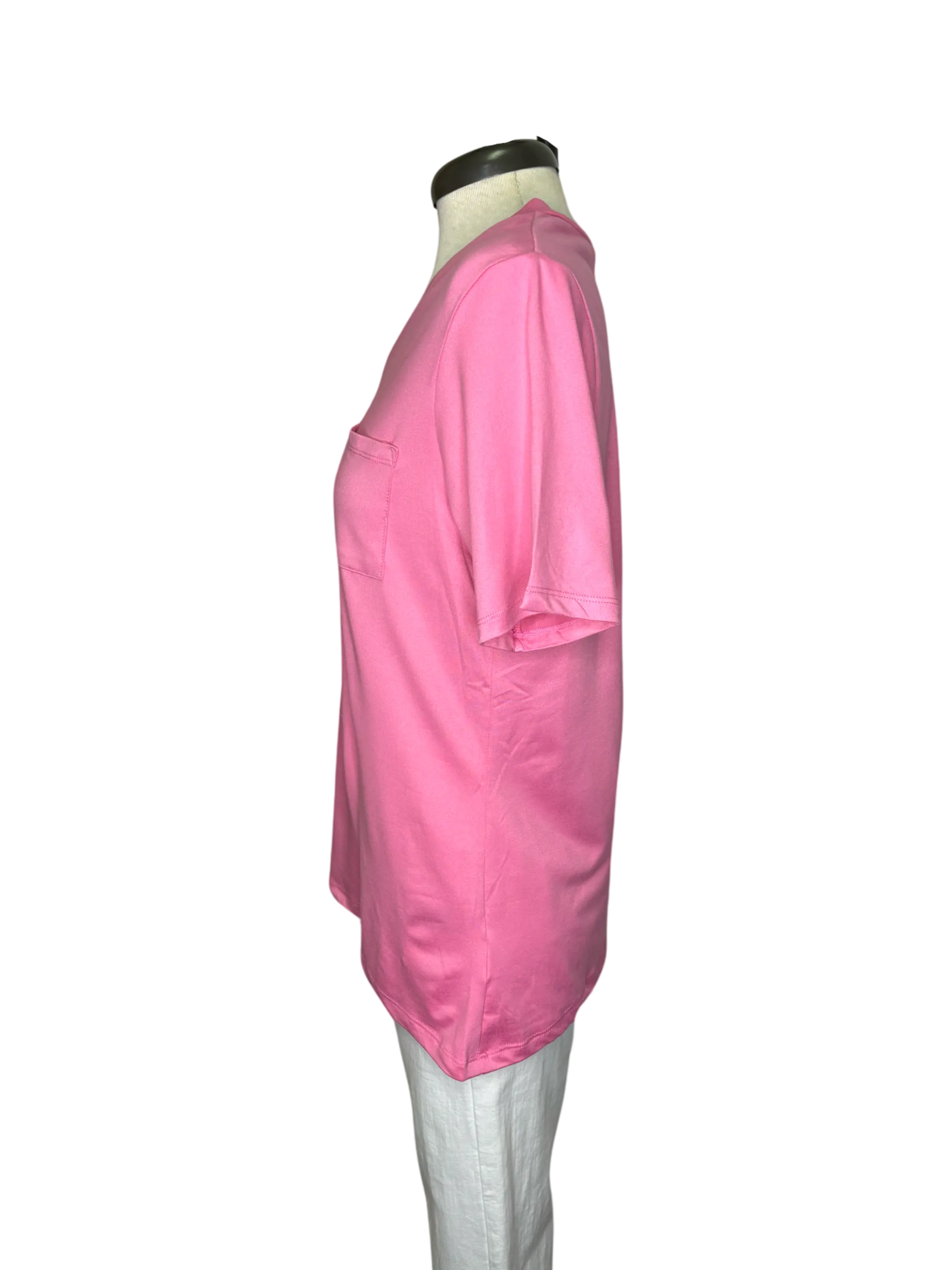 Highlands V Neck Pocket Tee Pink
